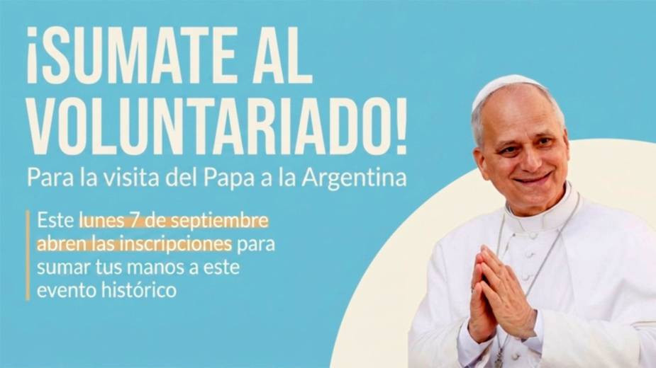Apertura de convocatoria para voluntarios de cara a la visita del Papa León XIV al país