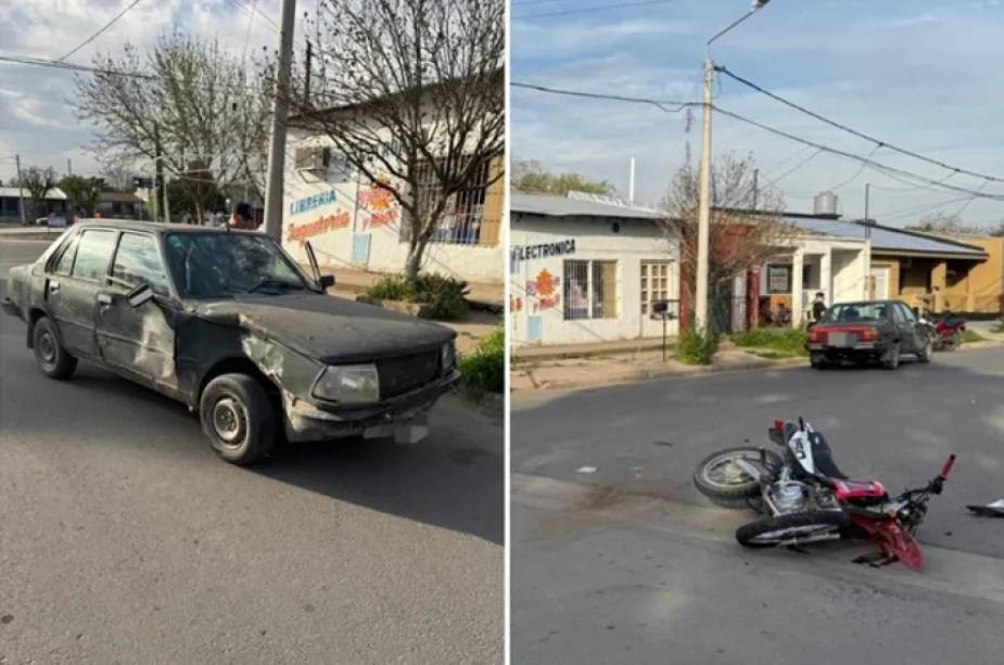 Toay: una joven motociclista sufrió una fractura tras chocar contra un automóvil