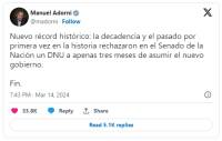 La primera reacción del Gobierno ante el rechazo del DNU: "La decadencia y el pasado"